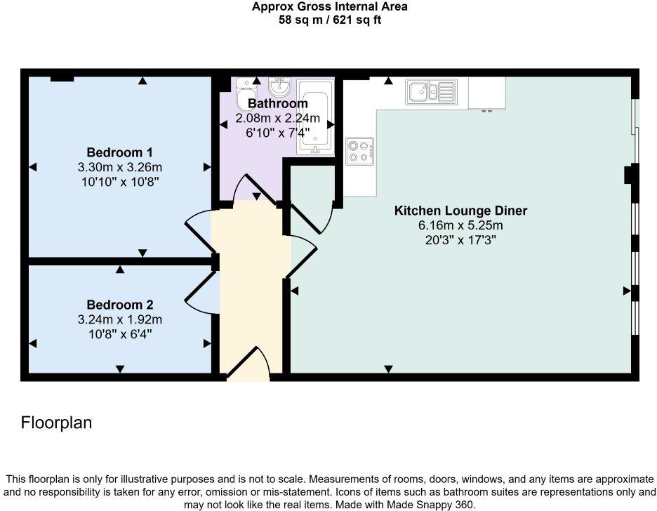 Flat 8 The Cube 165-167 Cowbridge Road East, Cardiff, South Glamorgan, CF11 9AH floorplan