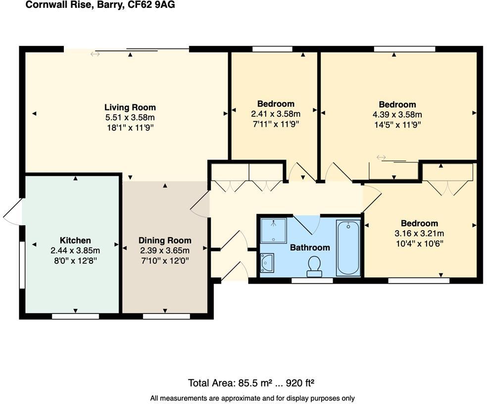 Cornwall Rise, Barry floorplan