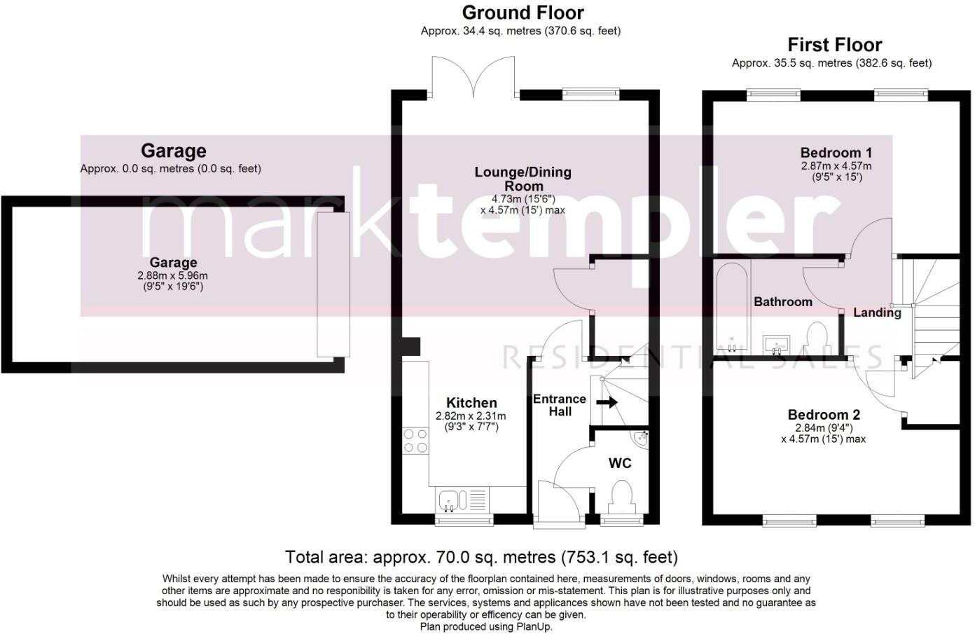 Stylish two bedroom house in the North End of Yatton floorplan