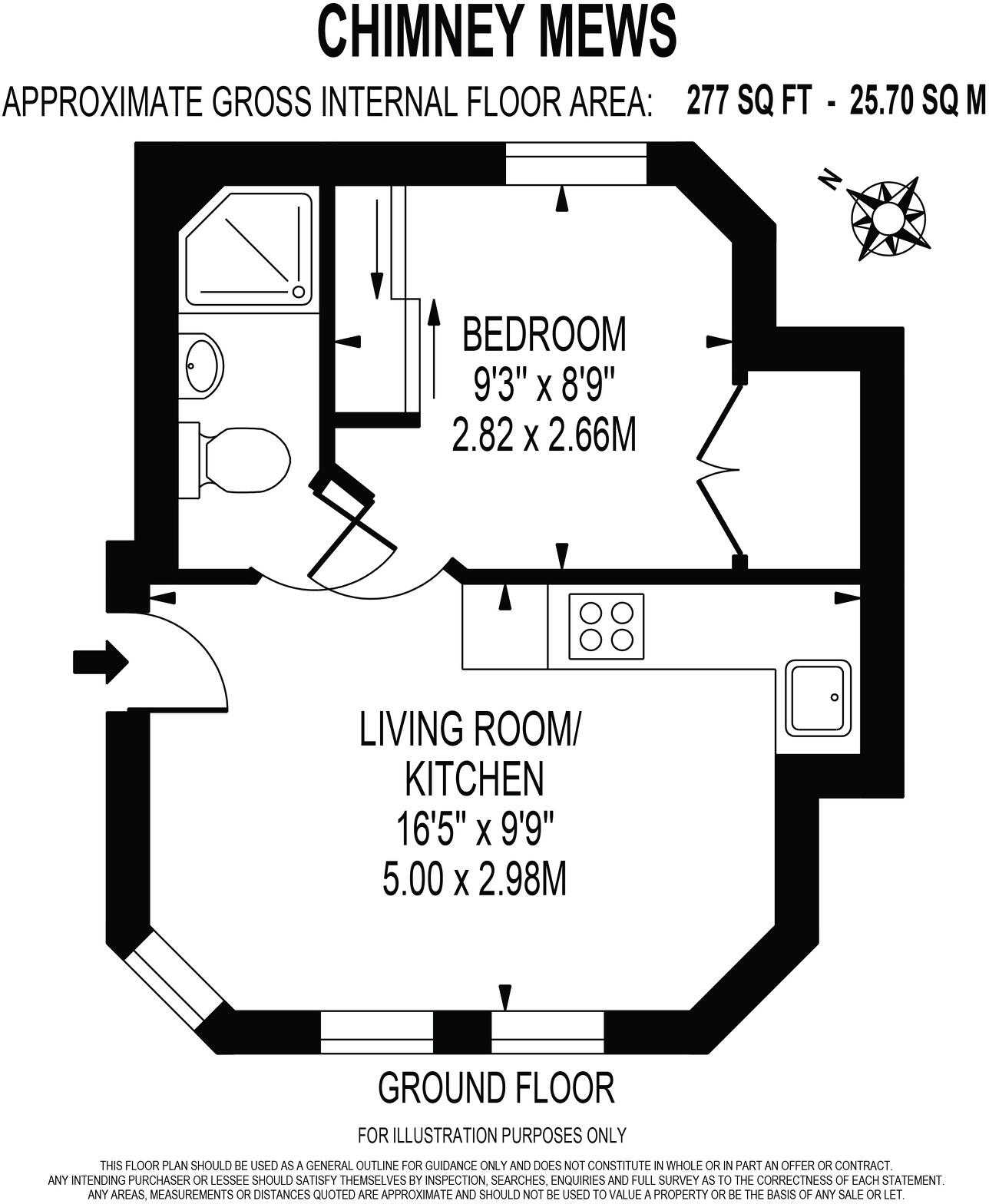 Chimney Mews, SW17: 1 rec 1 bath  floorplan