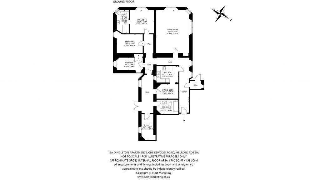 12a, Dingleton Apartments, Chiefswood Road, Melrose, TD6 9HJ floorplan