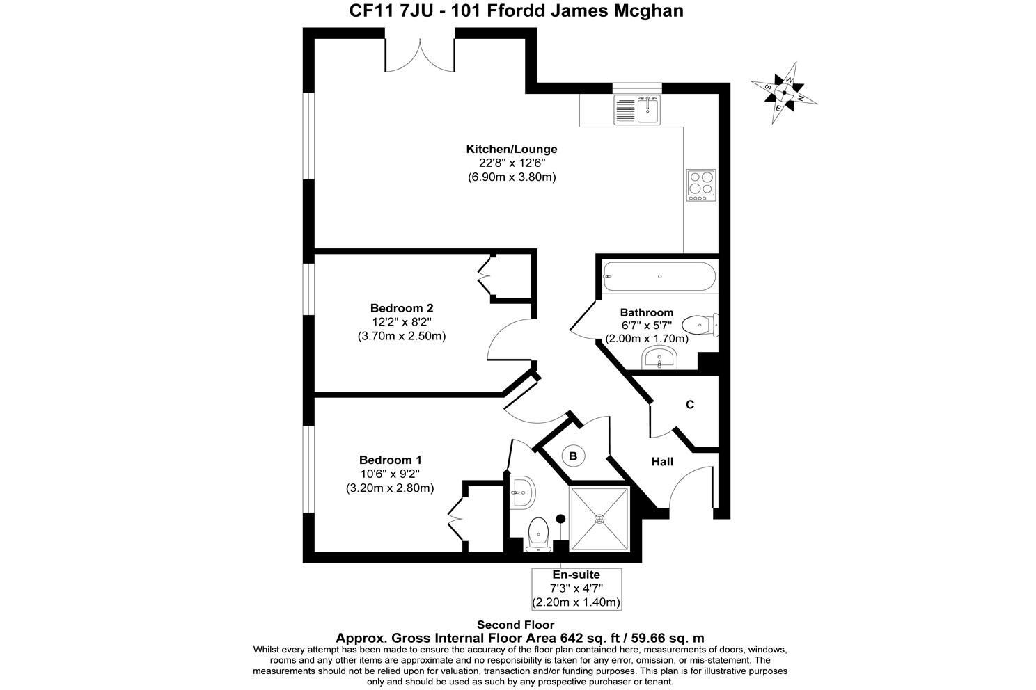 2 bedroom property in Ffordd James Mcghan, Grangetown, Cardiff floorplan
