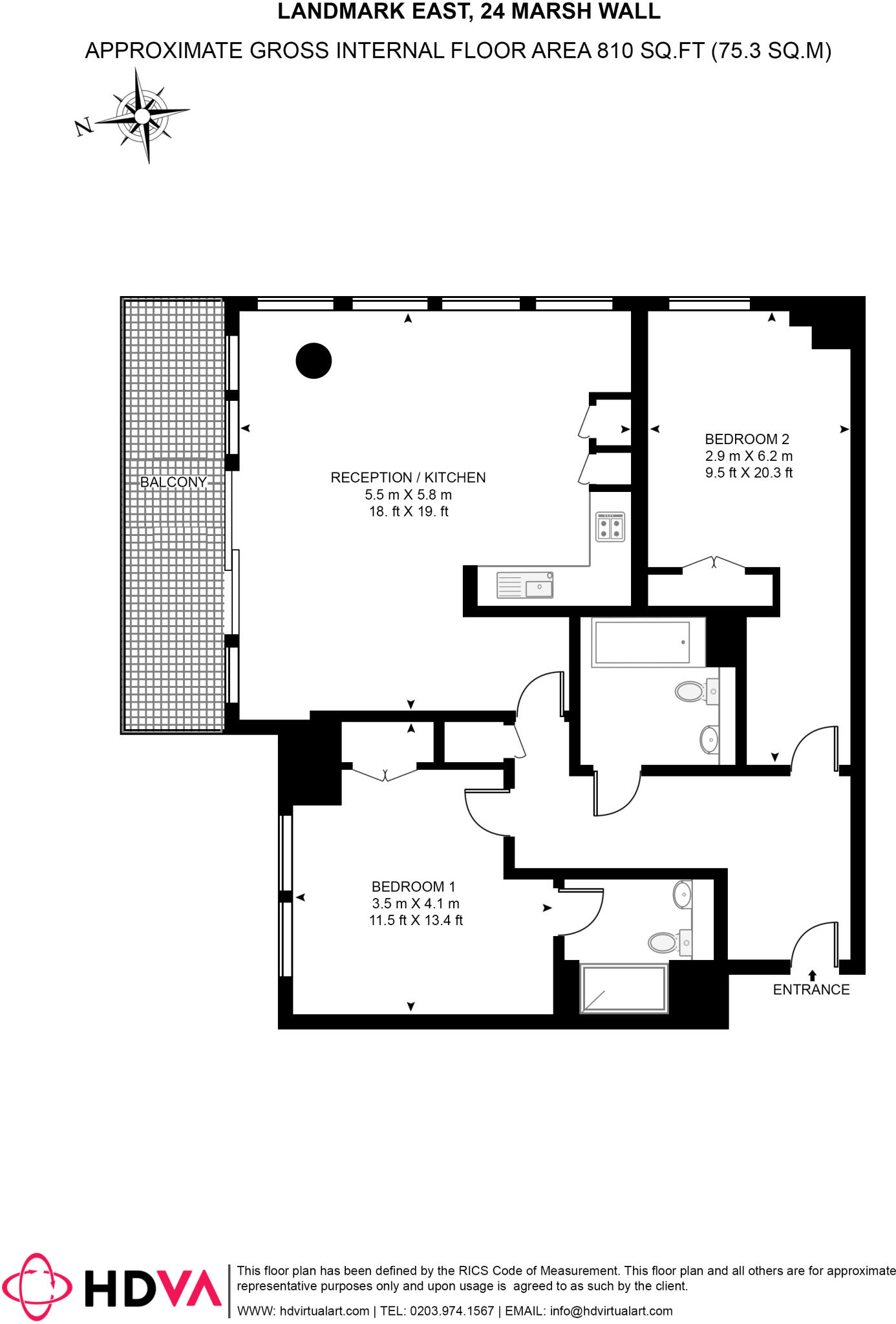 Landmark East Tower, Marsh Wall E14 floorplan
