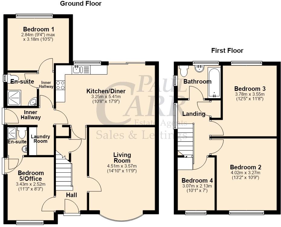 Norwich Close, Lichfield, WS13 7SJ - Two Ground Floor Bedrooms & En-Suites floorplan