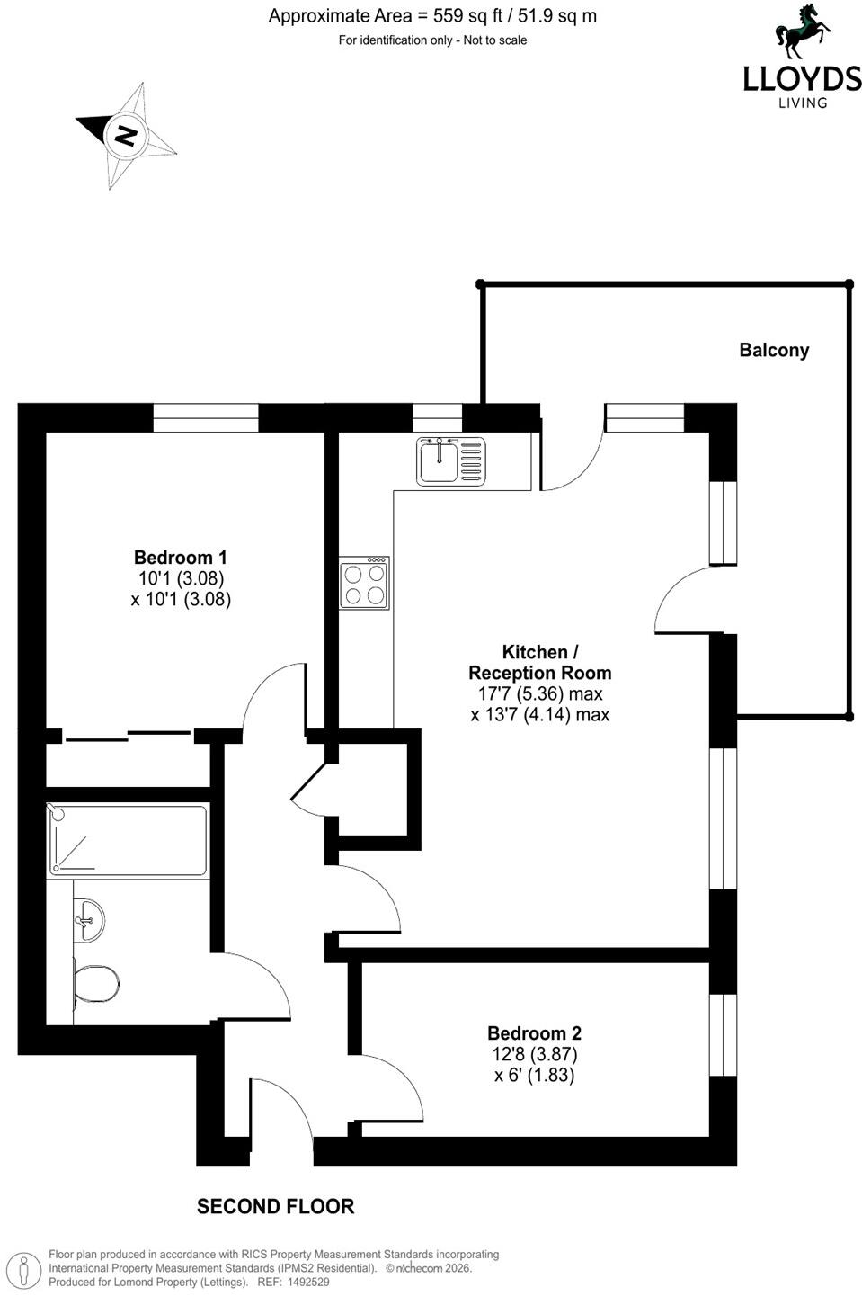 2 bedroom property in Old Wharf, Leicester floorplan