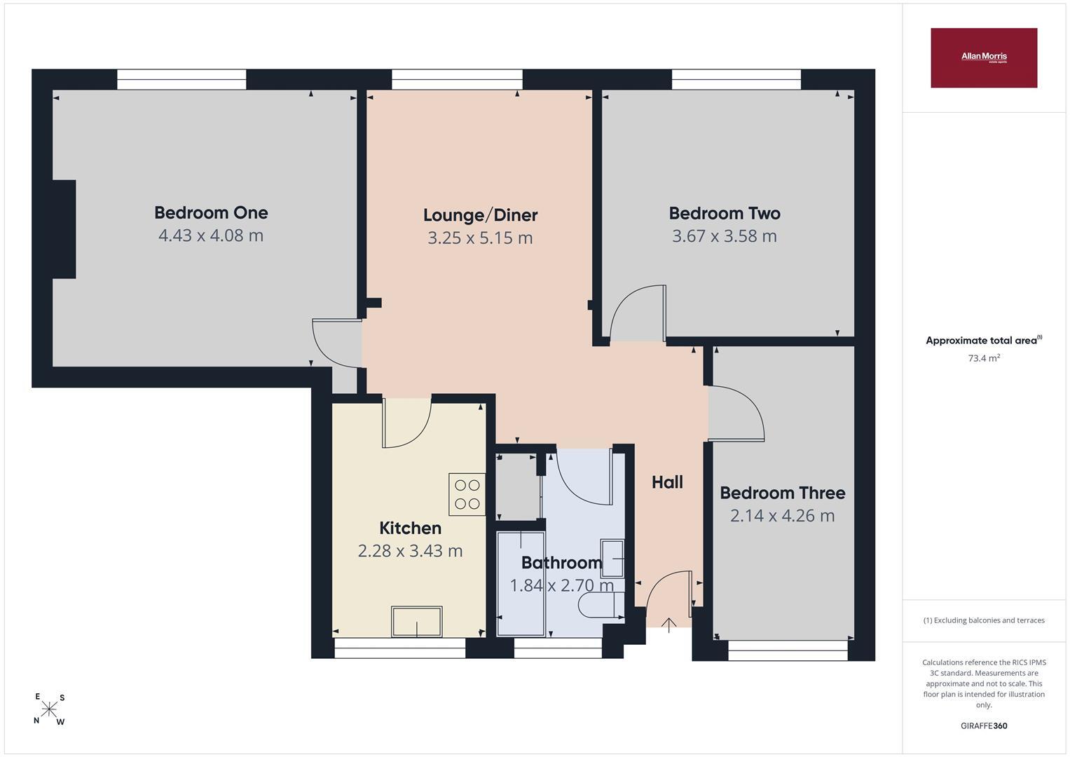 West flat, 233 Worcester Road, Malvern floorplan