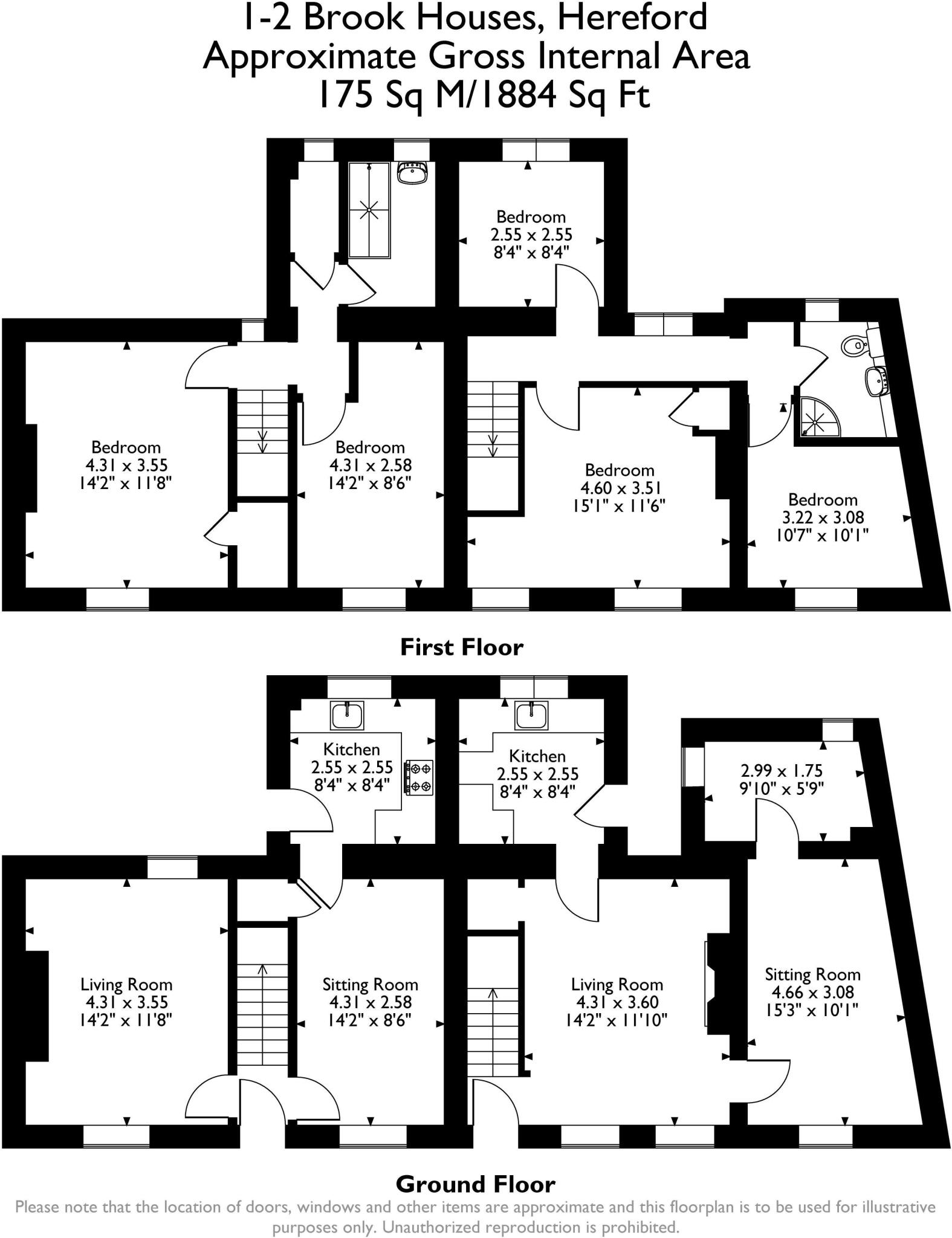 1 & 2 Brook Houses, Canon Pyon, Hereford, Herefordshire, HR4 floorplan