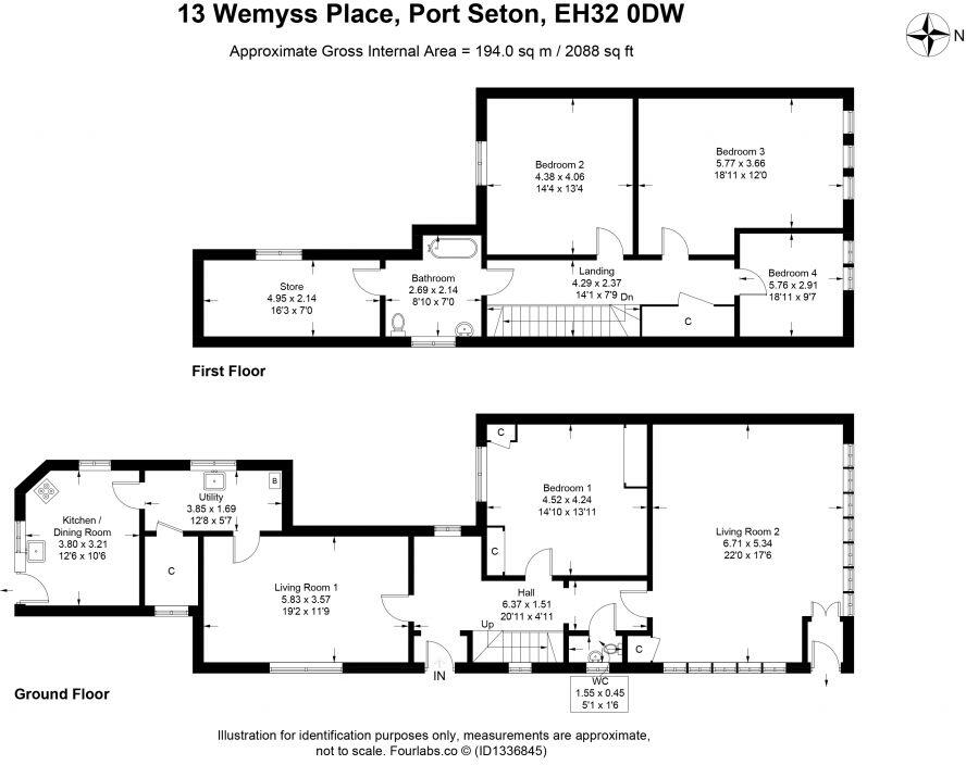 13 Wemyss Place, Port Seton, EH32 0DW floorplan