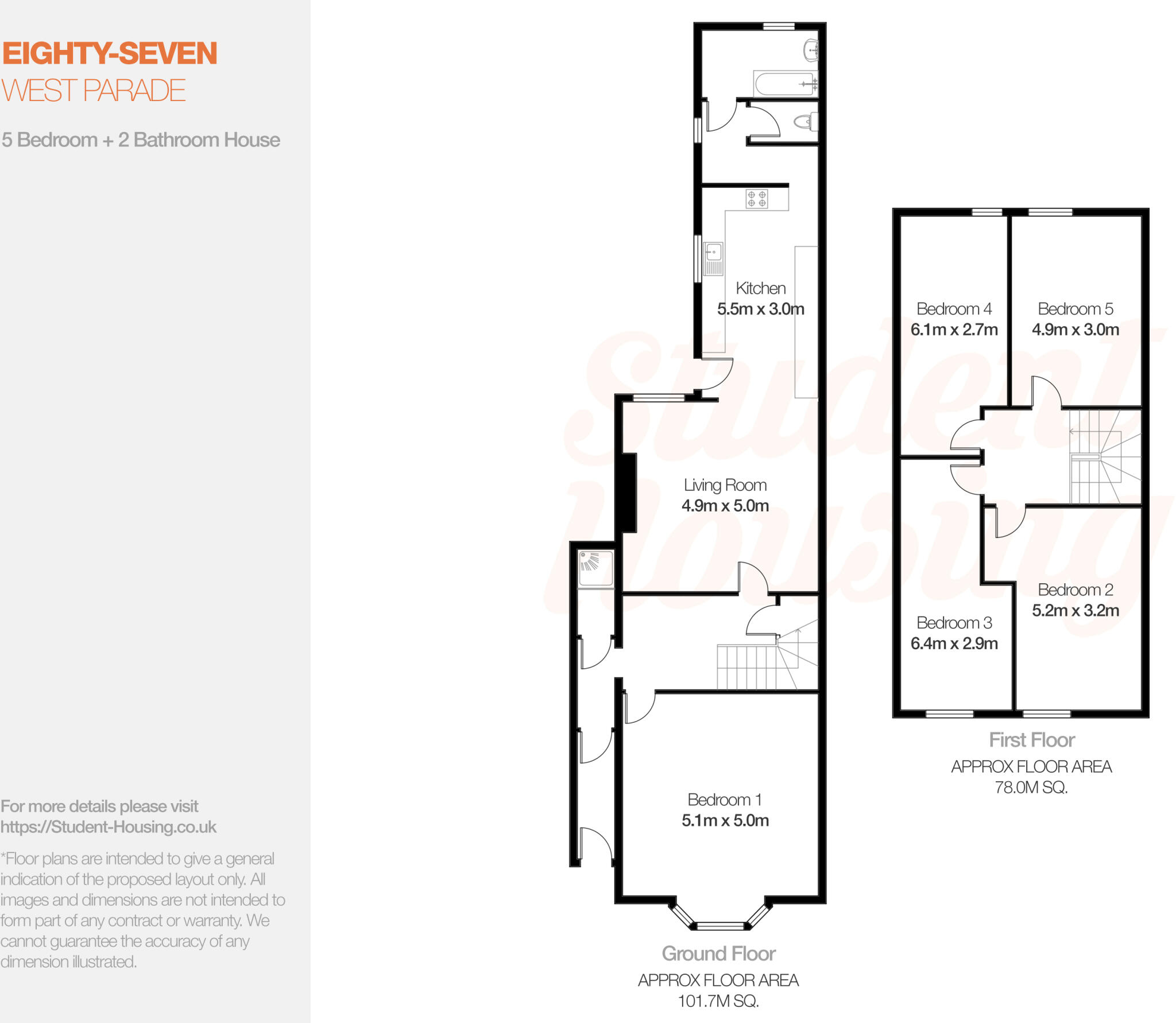 West End // Spacious 5 Bed // SEPT 2027 floorplan