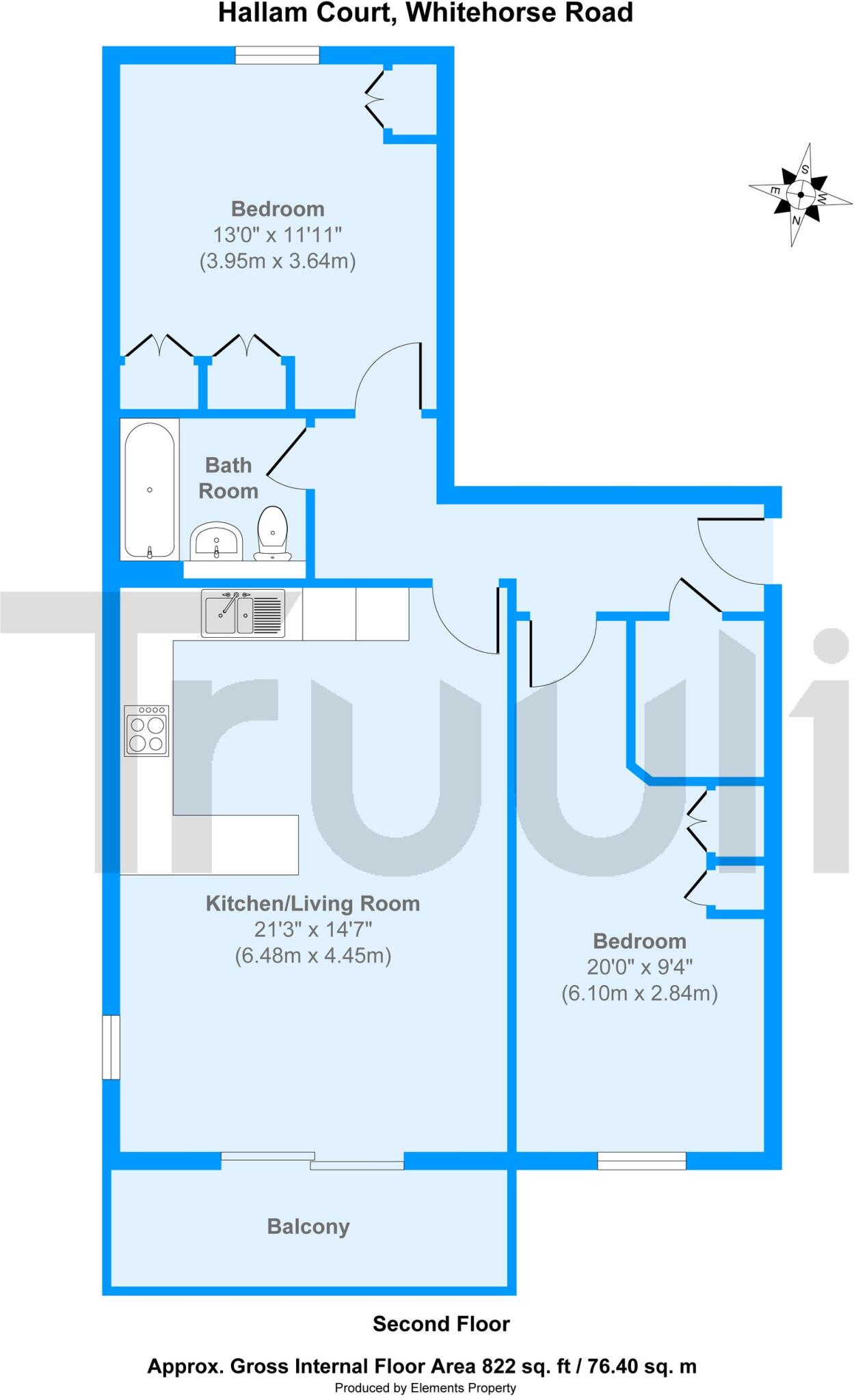 Whitehorse Road, Hallam Court, CR0 floorplan