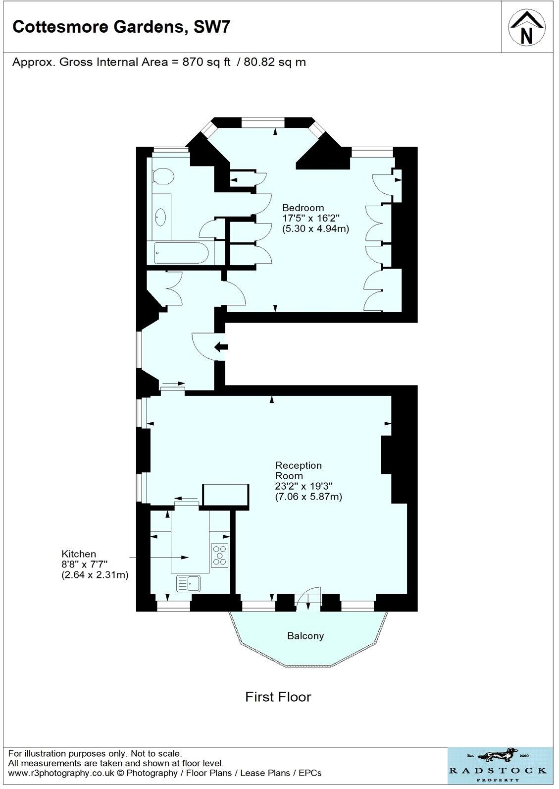 Cottesmore Gardens, London, W8 floorplan