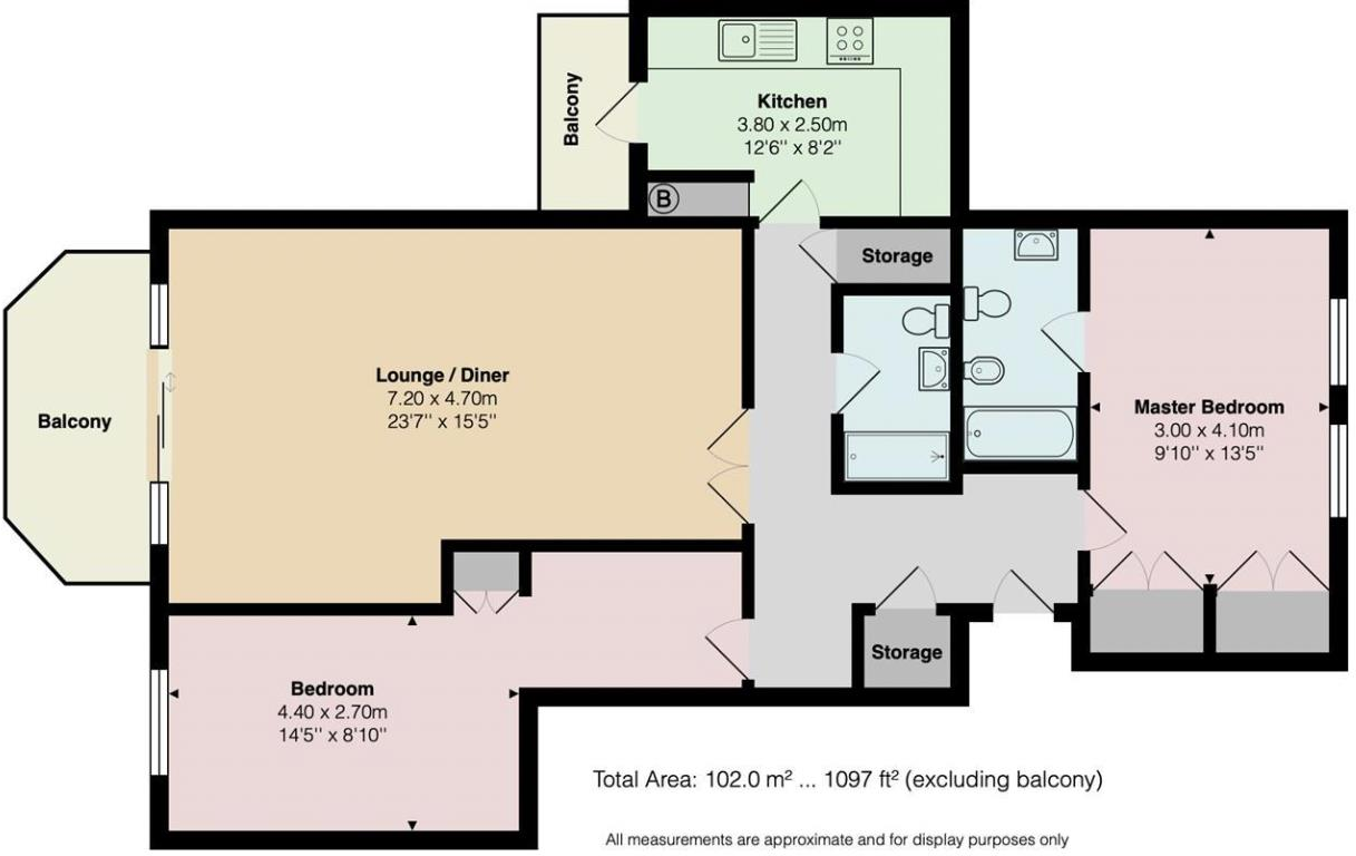 Immaculate, 2 bed in Block 'D', Keverstone Court, floorplan