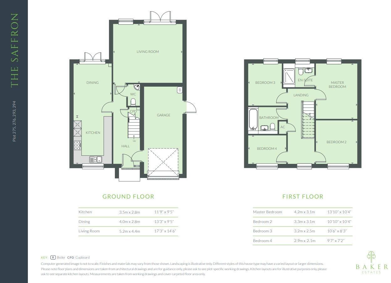 Plot 275, The Saffron, The Oaks, Gittsham, Honiton, EX14 floorplan
