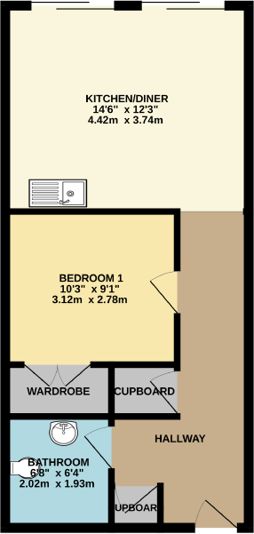 Flat. 714, The Litmus Building, 195 Huntingdon Street, Nottingham, Nottinghamshire NG1 3NY floorplan