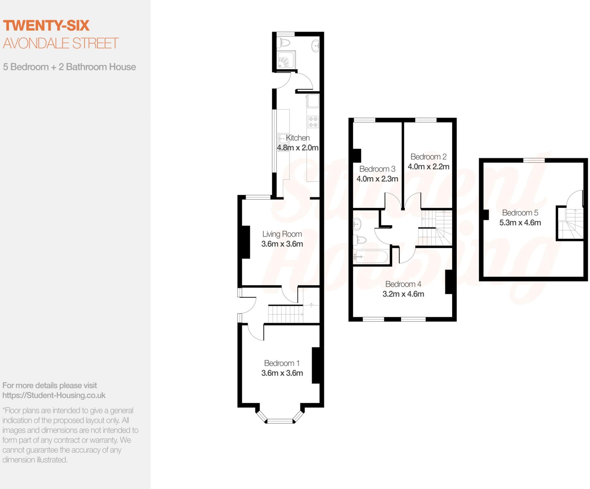 Avondale St // 5 Bed & 2 Bath // SEPT 2026 floorplan