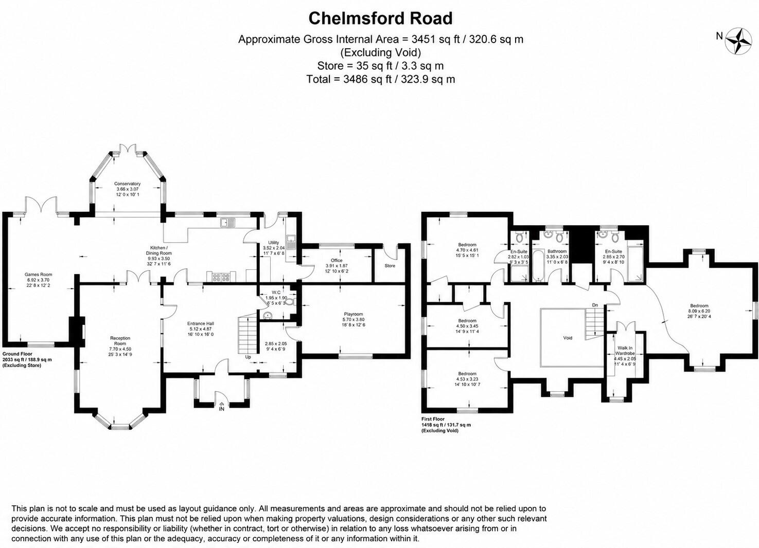 Chelmsford Road, White Roding, Essex, CM6 floorplan