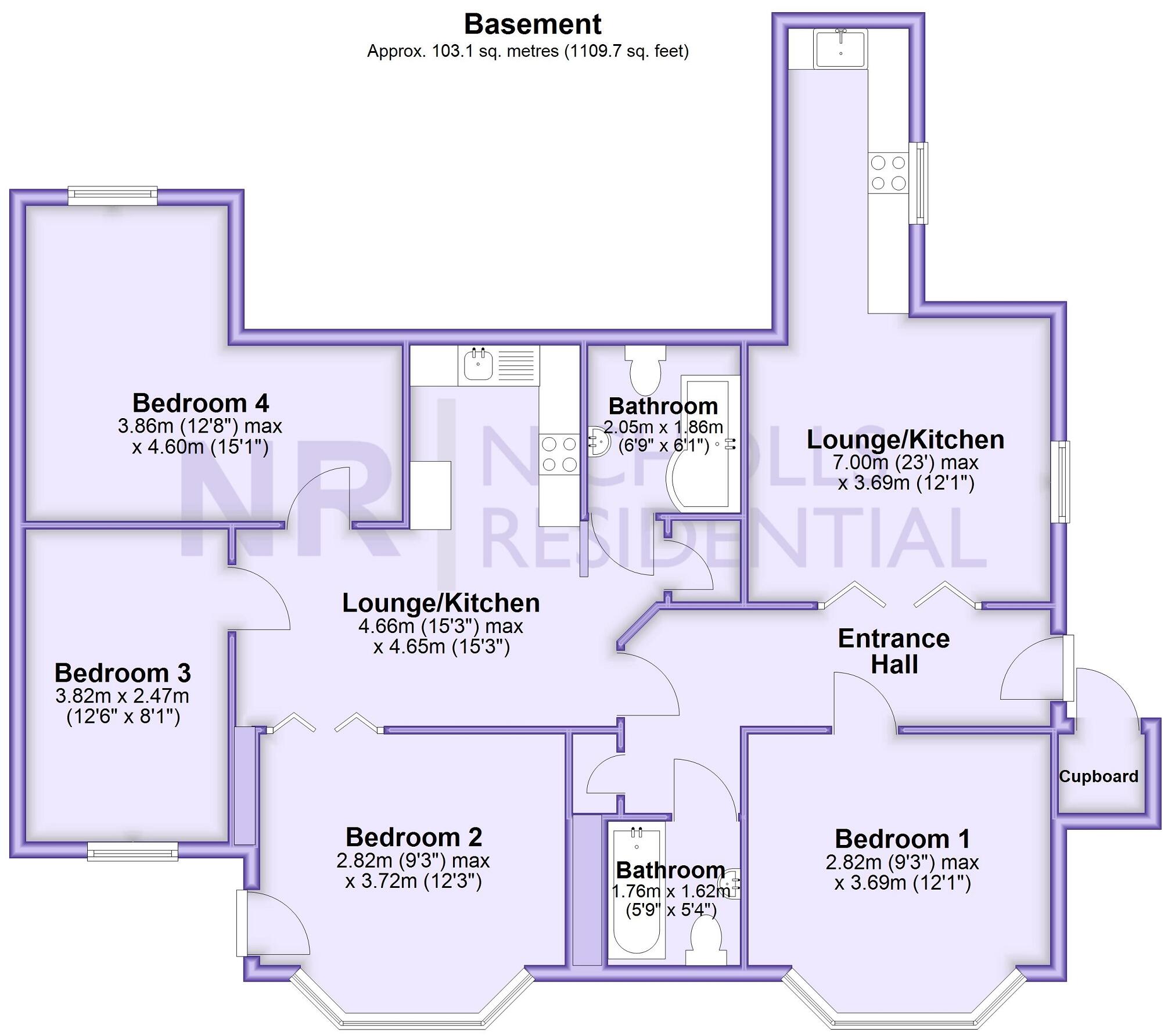 Worple Road, (Basement flat), Epsom, Surrey. KT18 floorplan