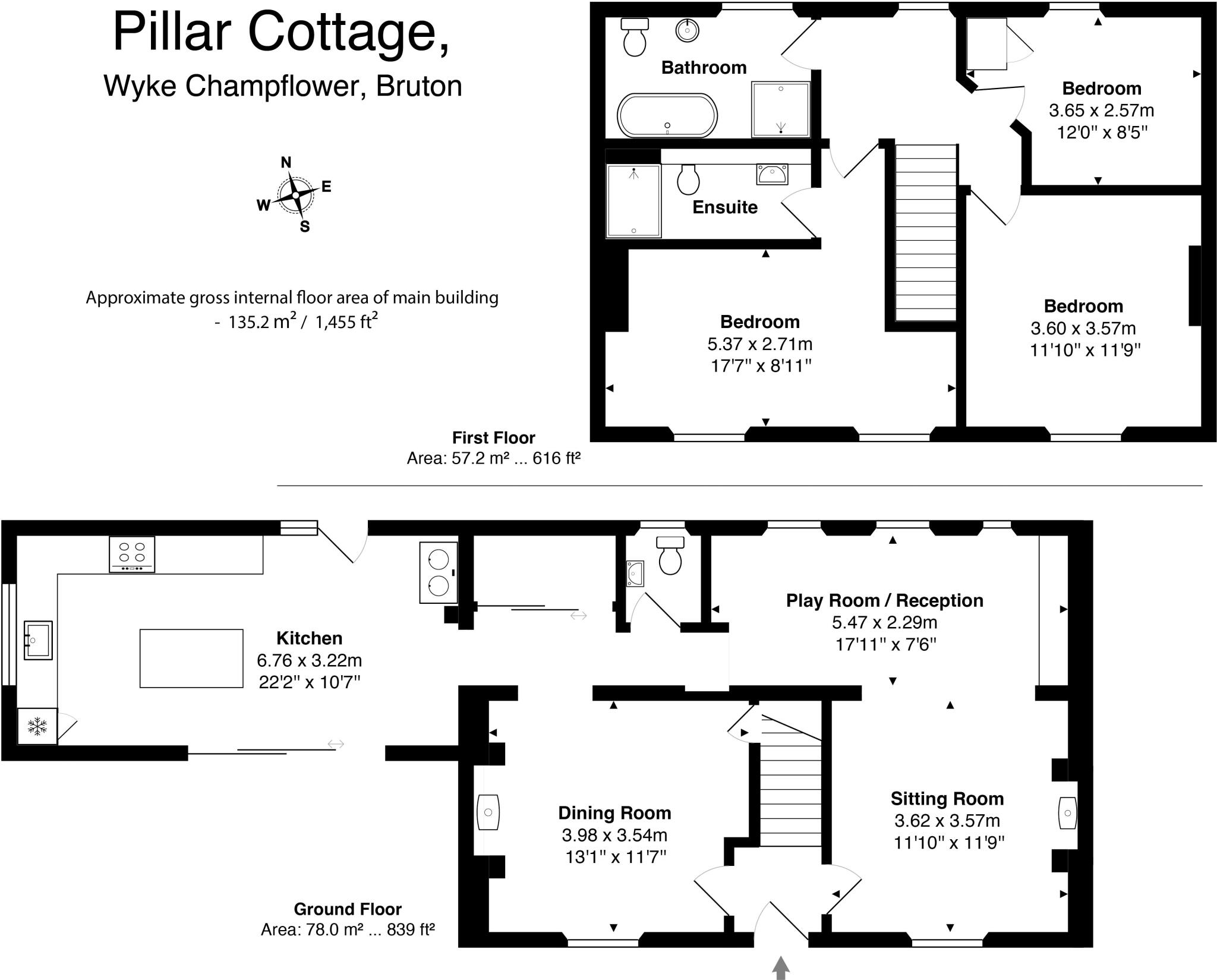 Attached period cottage with rural outlook near Bruton floorplan