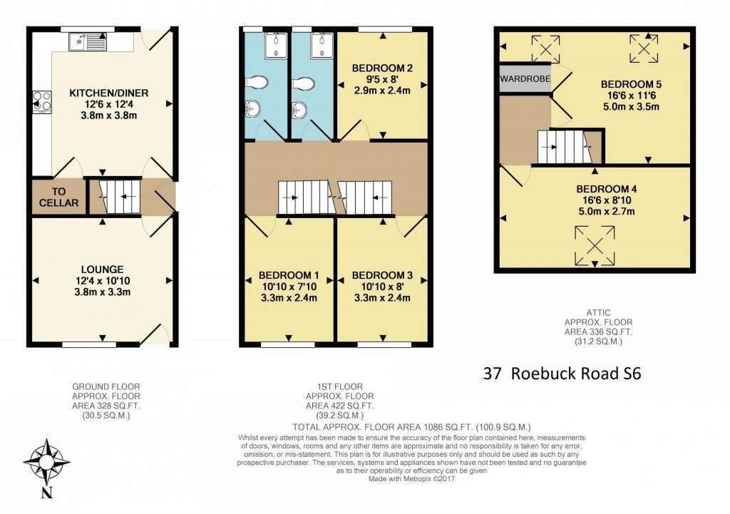 37 Roebuck Road, Crookesmoor, S6 3GP floorplan