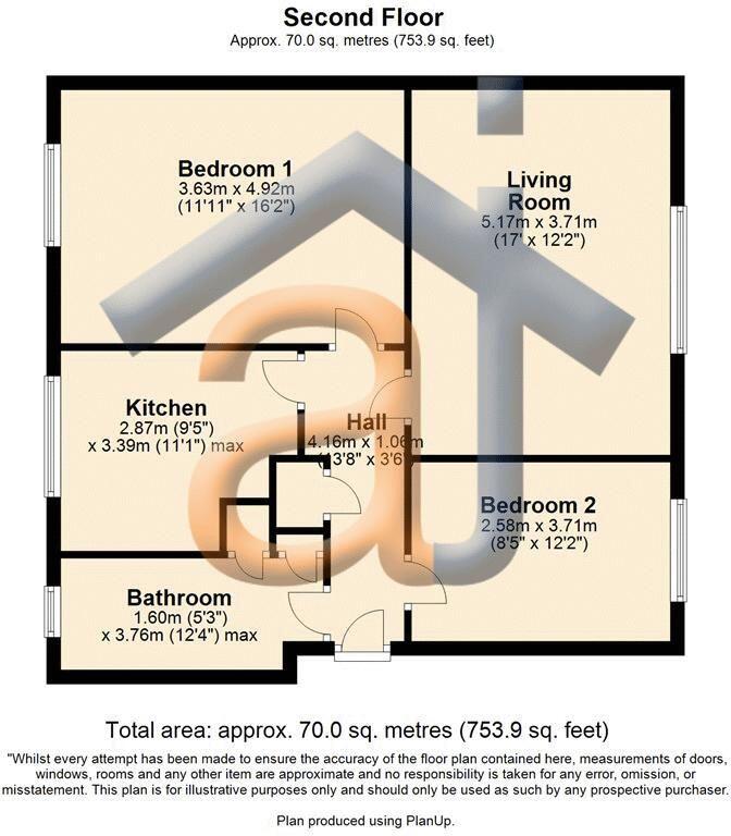 To Let - Warren Court, Westcliffe Road, Birkdale - Two Bedroom Second Floor Apt floorplan