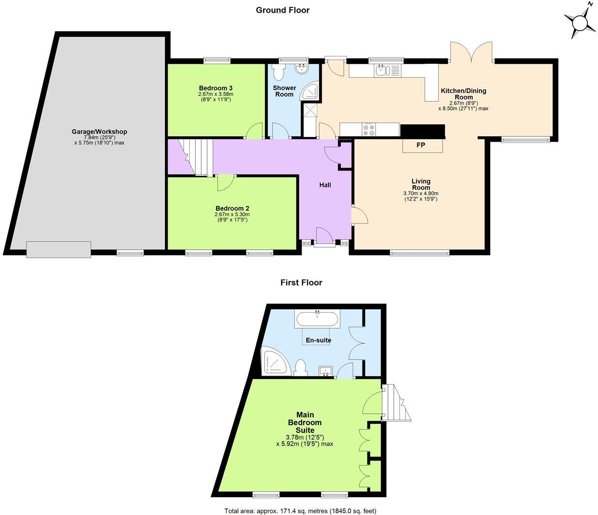 Under Ffrydd Wood, Knighton floorplan
