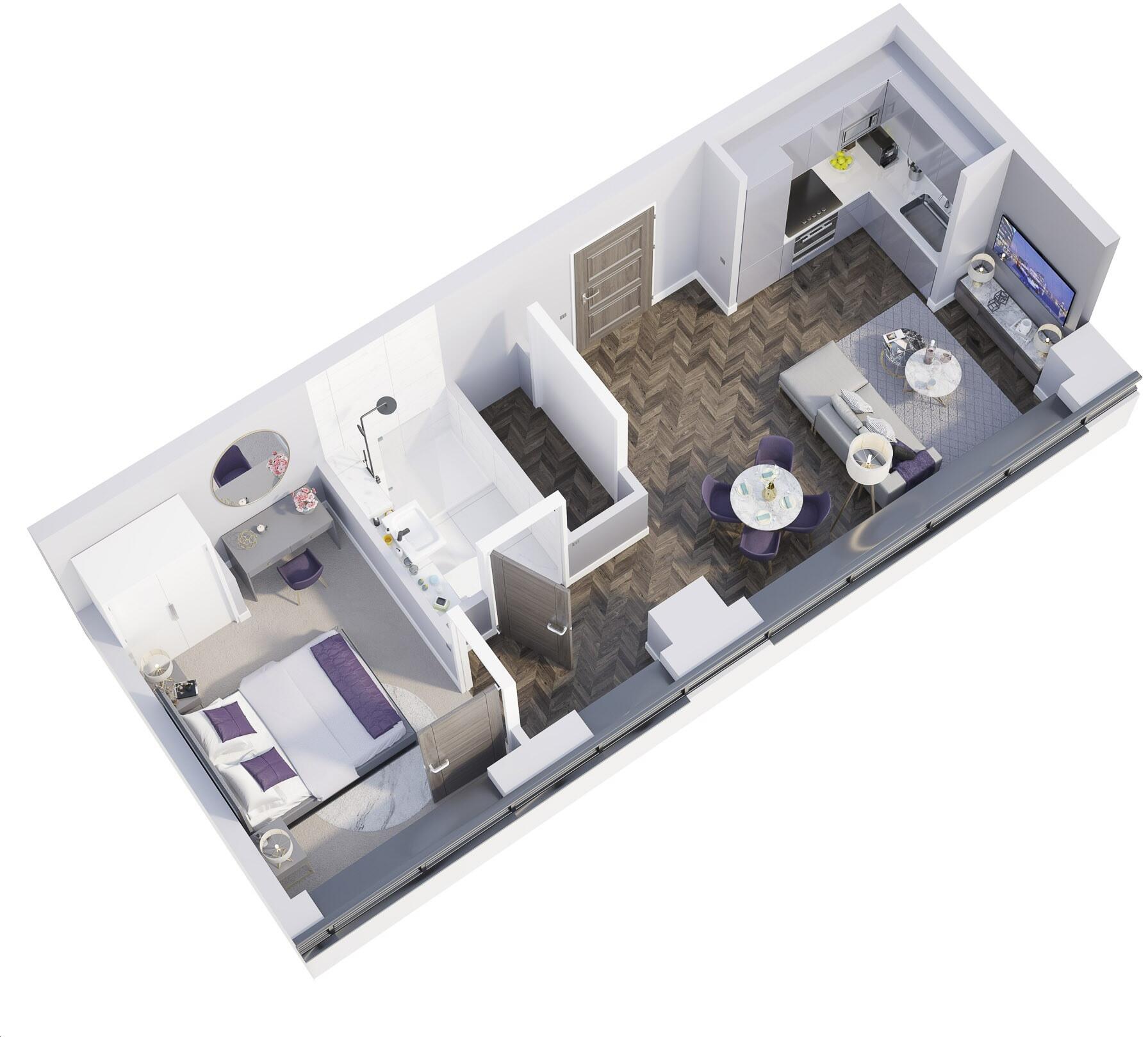 6.5% Projected Rental Yields | Smart Manchester Apartment – Stylish Manhattan 1 Bed, Tenant Ready floorplan