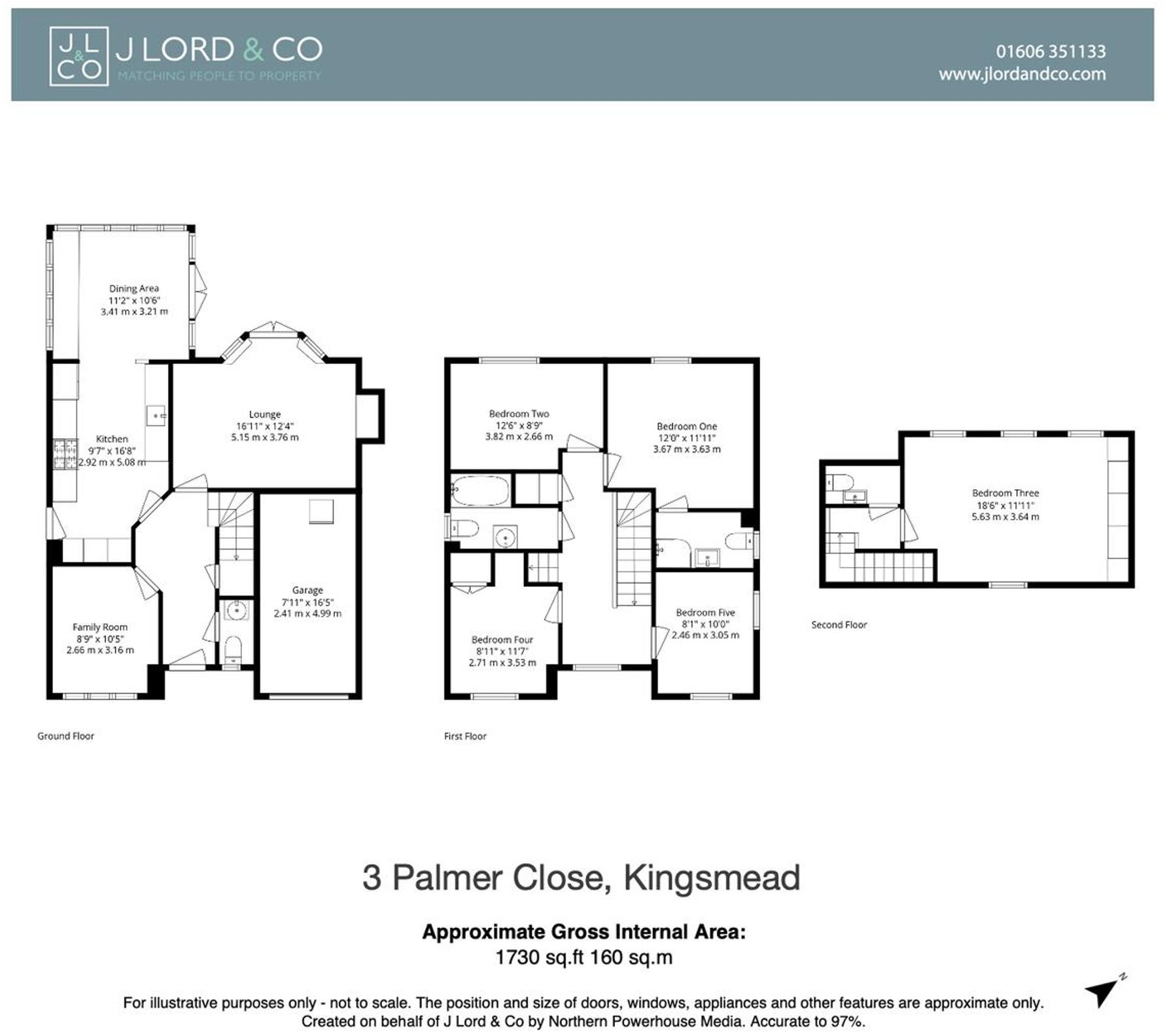 3 Palmer Close, Kingsmead, Cheshire, CW9 8UJ floorplan