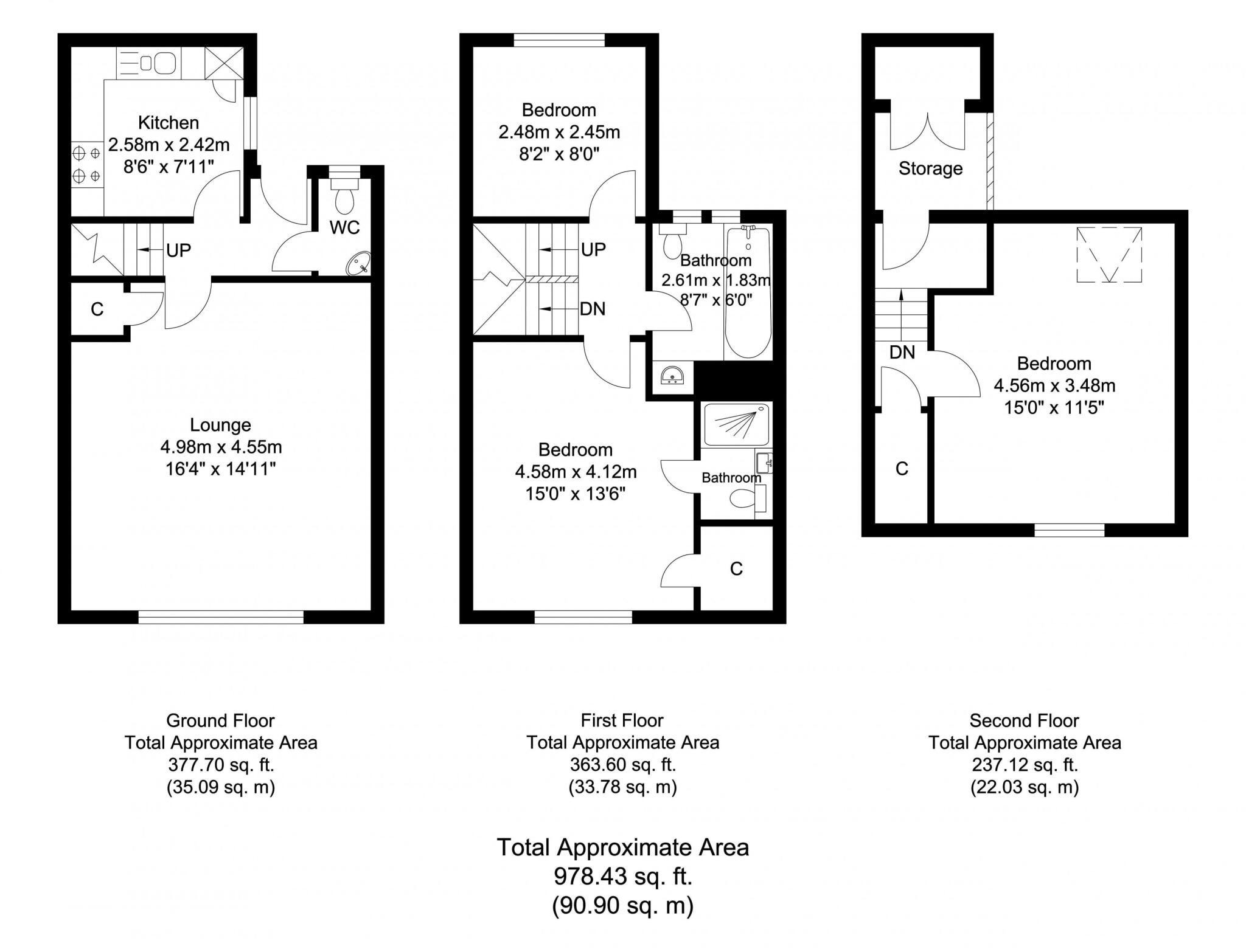 3 bedroom property in Godalming floorplan