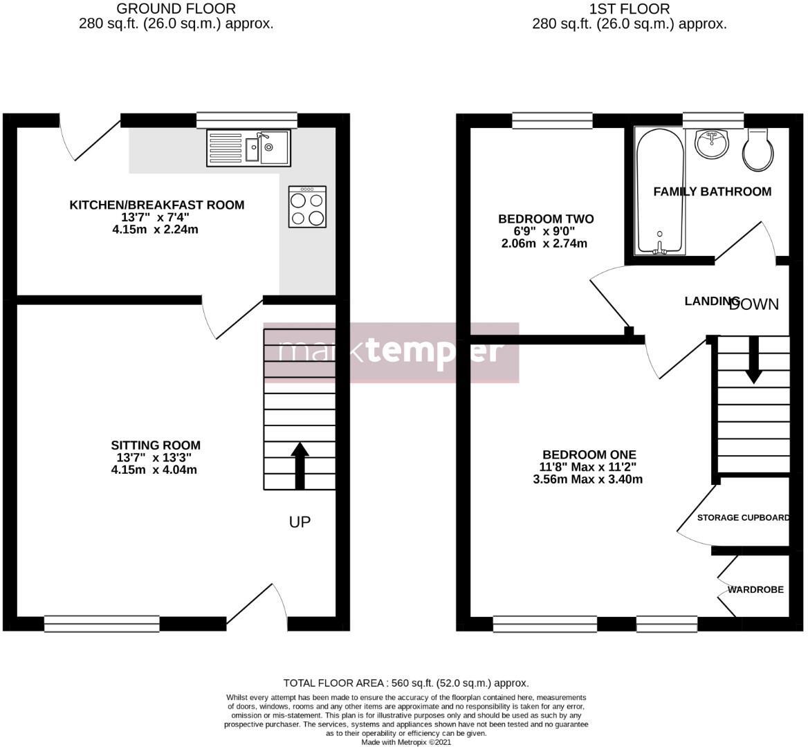 Two bedroom end of terrace house, ideally situated for access to Yatton's mainline railway station floorplan