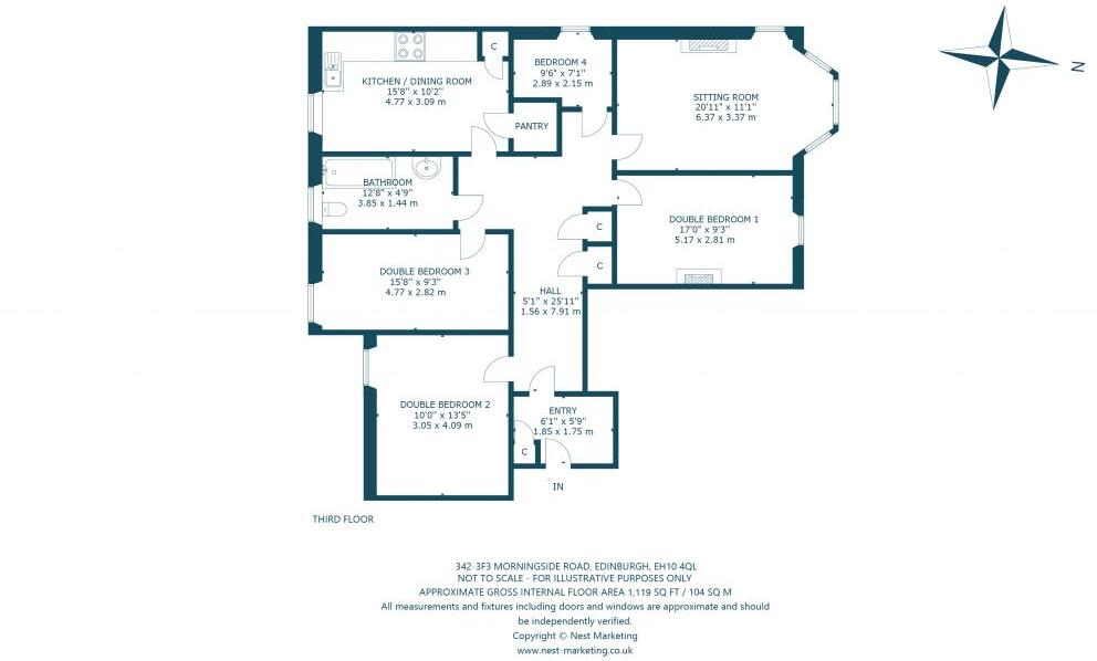 342 (3F3) Morningside Road, Morningside, Edinburgh, EH10 4QL floorplan