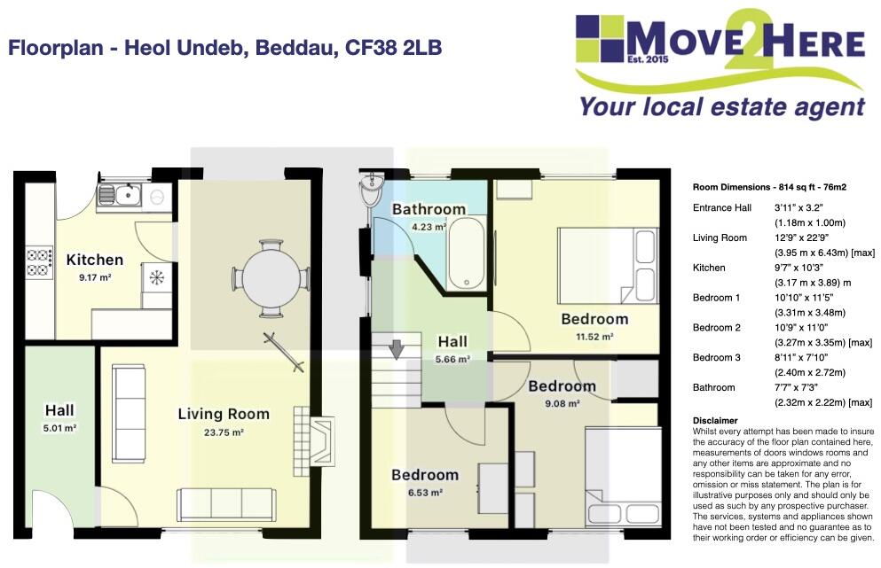 Heol Undeb, Beddau, Pontypridd floorplan
