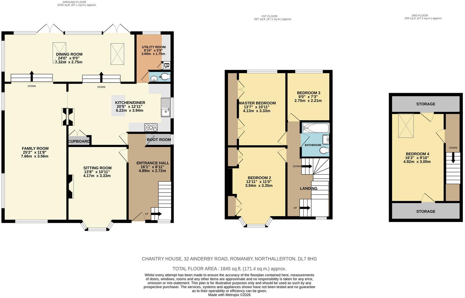 Chantry House, 32 Ainderby Road, Romanby, Northallerton floorplan
