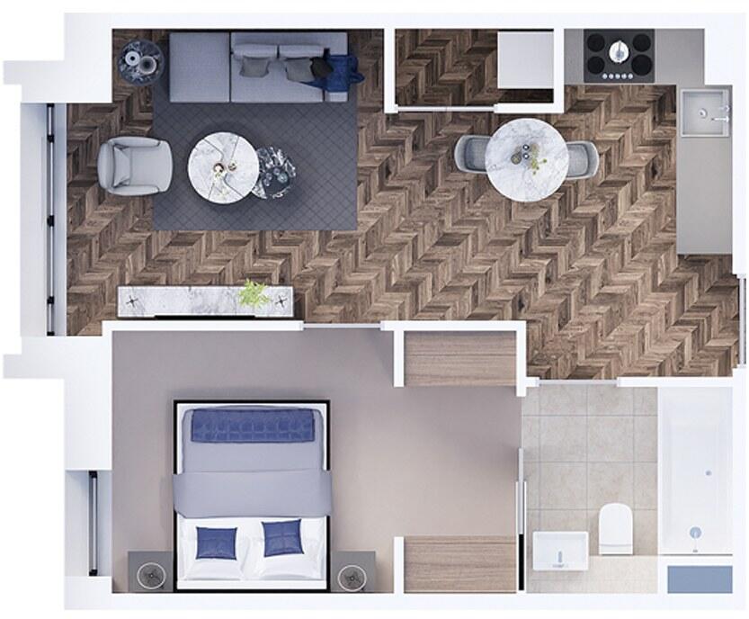 6% Projected Returns | Parliament Square, Liverpool – Premium 1 Bed with Spa Facilities floorplan