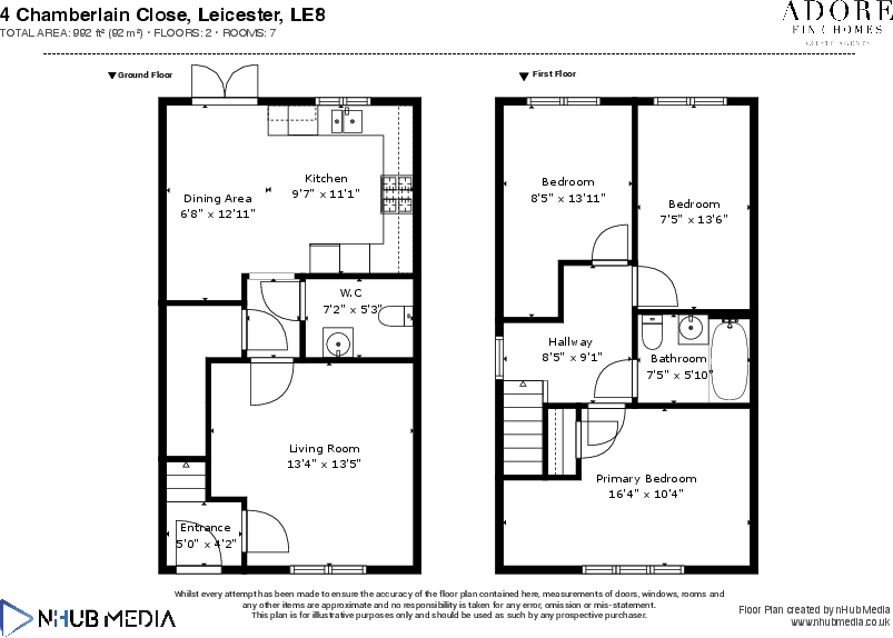 34 Chamberlain Close, Kibworth, LE8 0XJ floorplan
