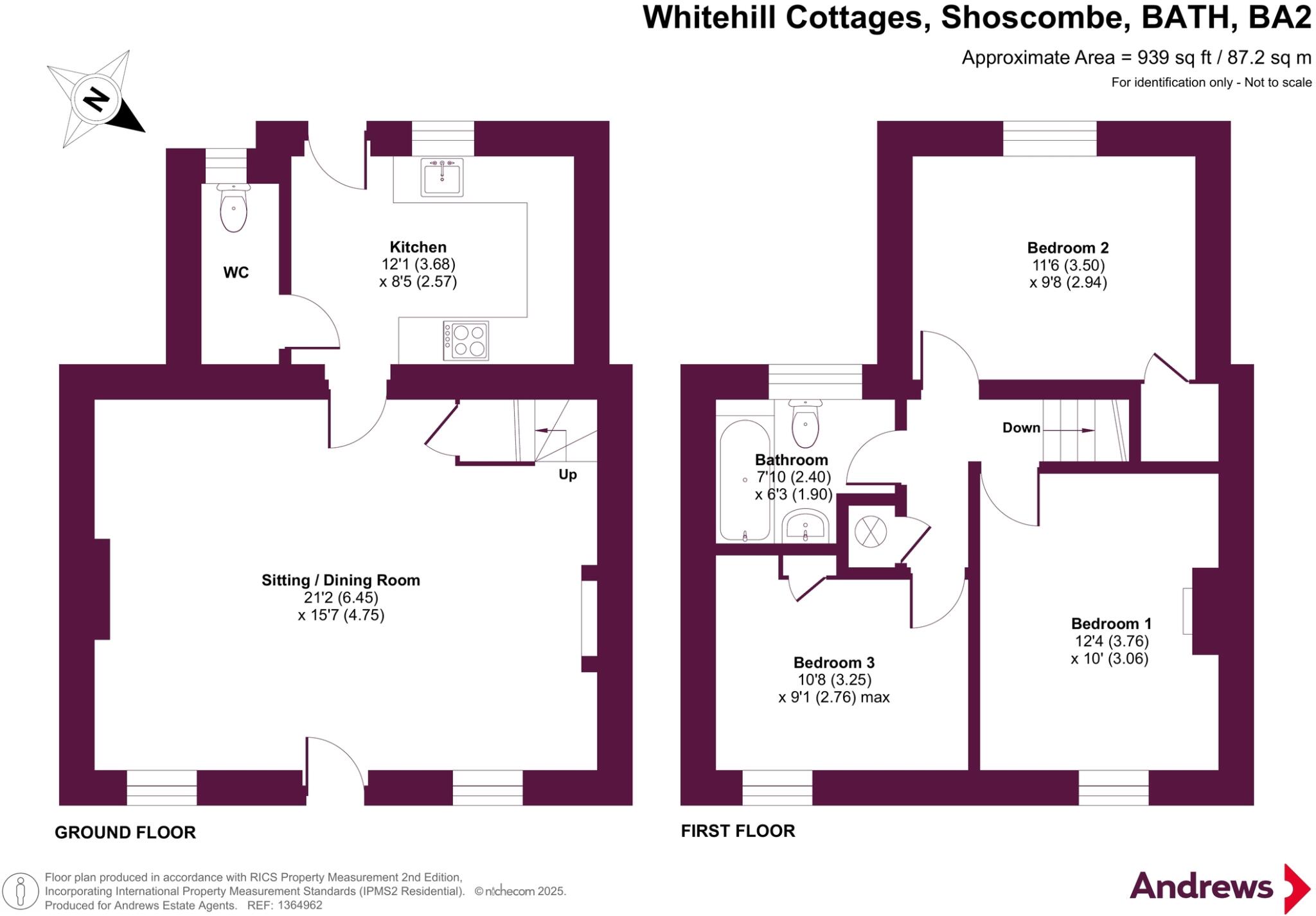 Whitehill Cottages, Shoscombe, BATH, Somerset, BA2 floorplan
