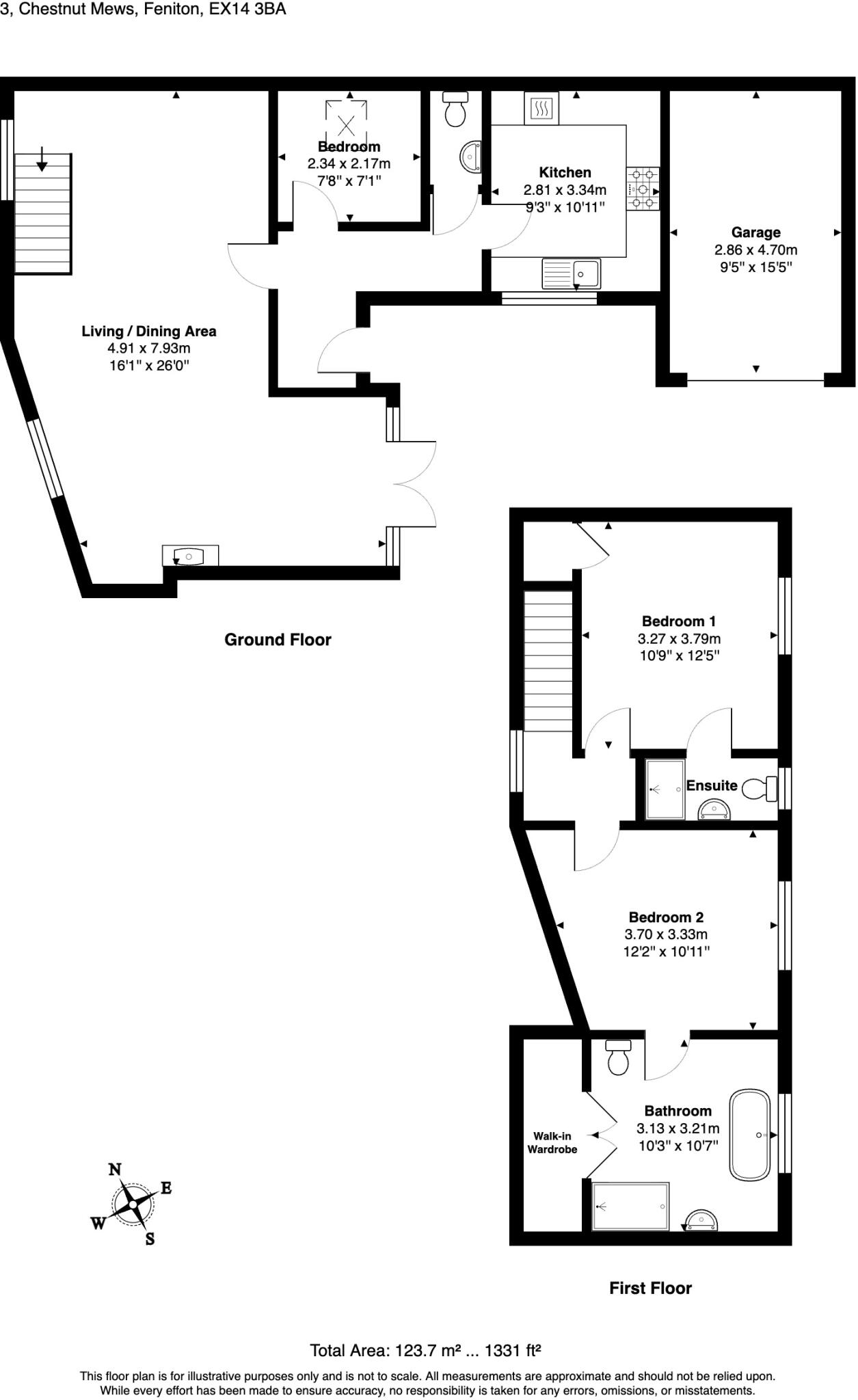 3, Chestnut Mews, Feniton, Honiton, Devon, EX14 floorplan