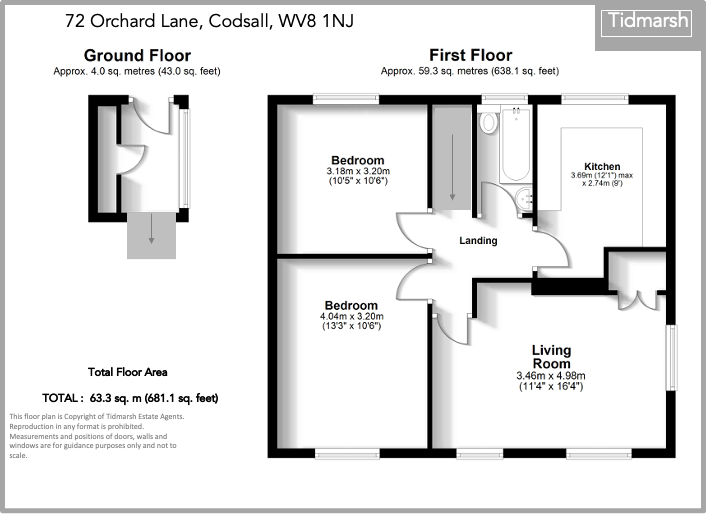 72, Orchard Lane, Codsall WV8 1NJ floorplan
