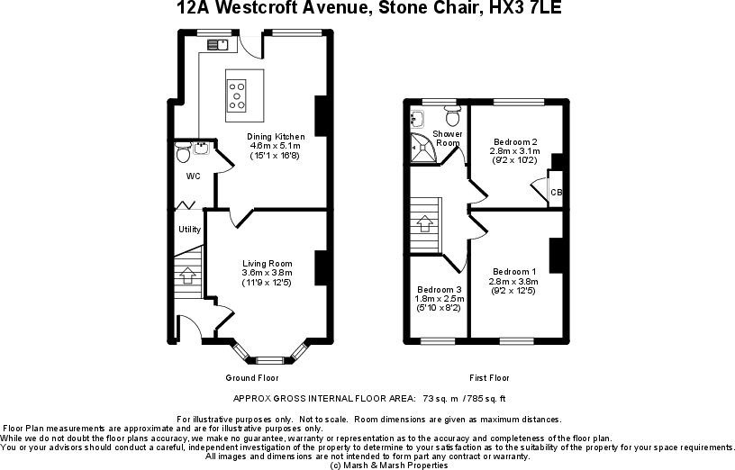 12A Westcroft Avenue, Stone Chair, Shelf, HX3 7LE floorplan