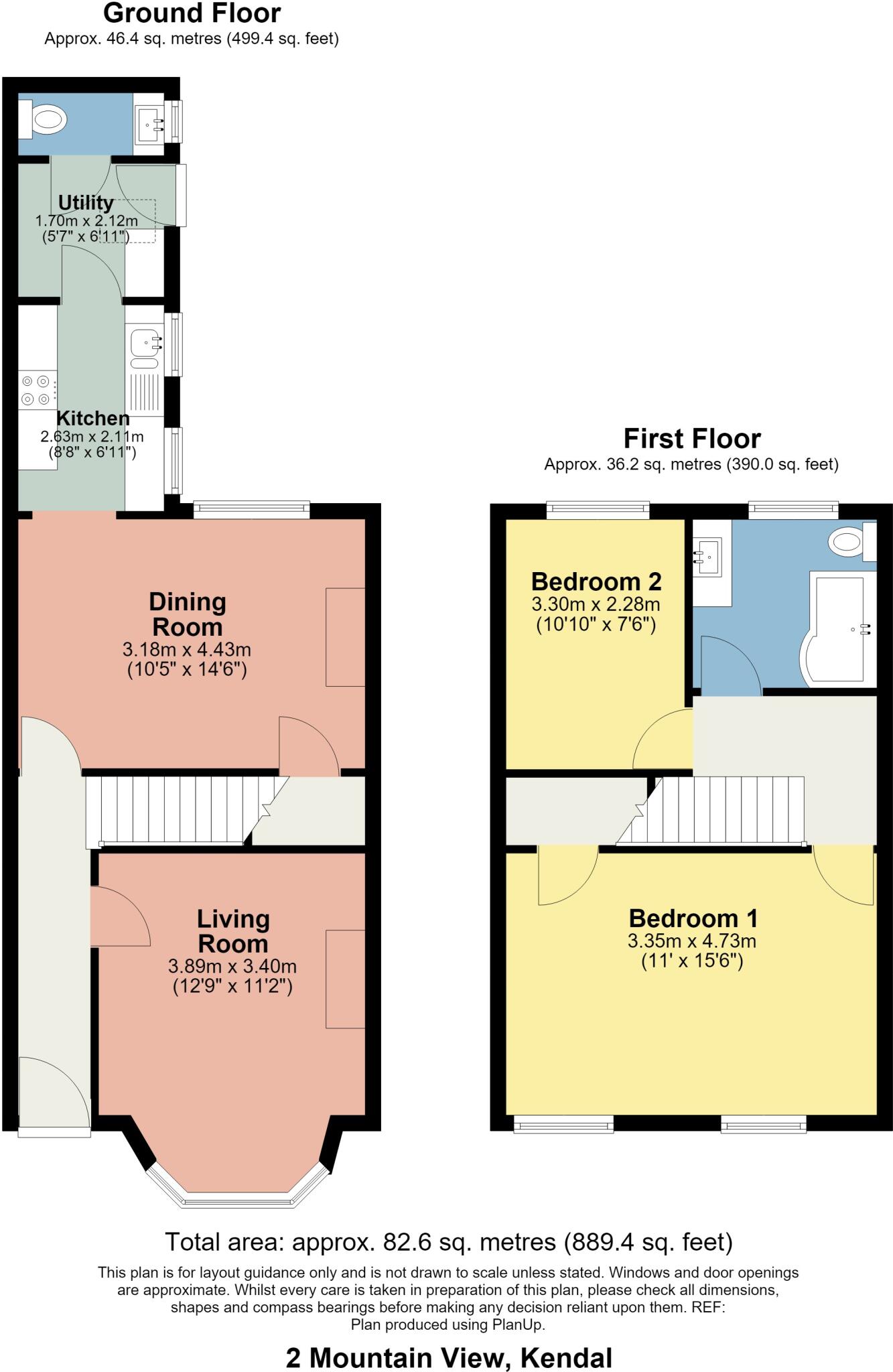 2 Mountain View, Kendal, Cumbria, LA9 4QT floorplan