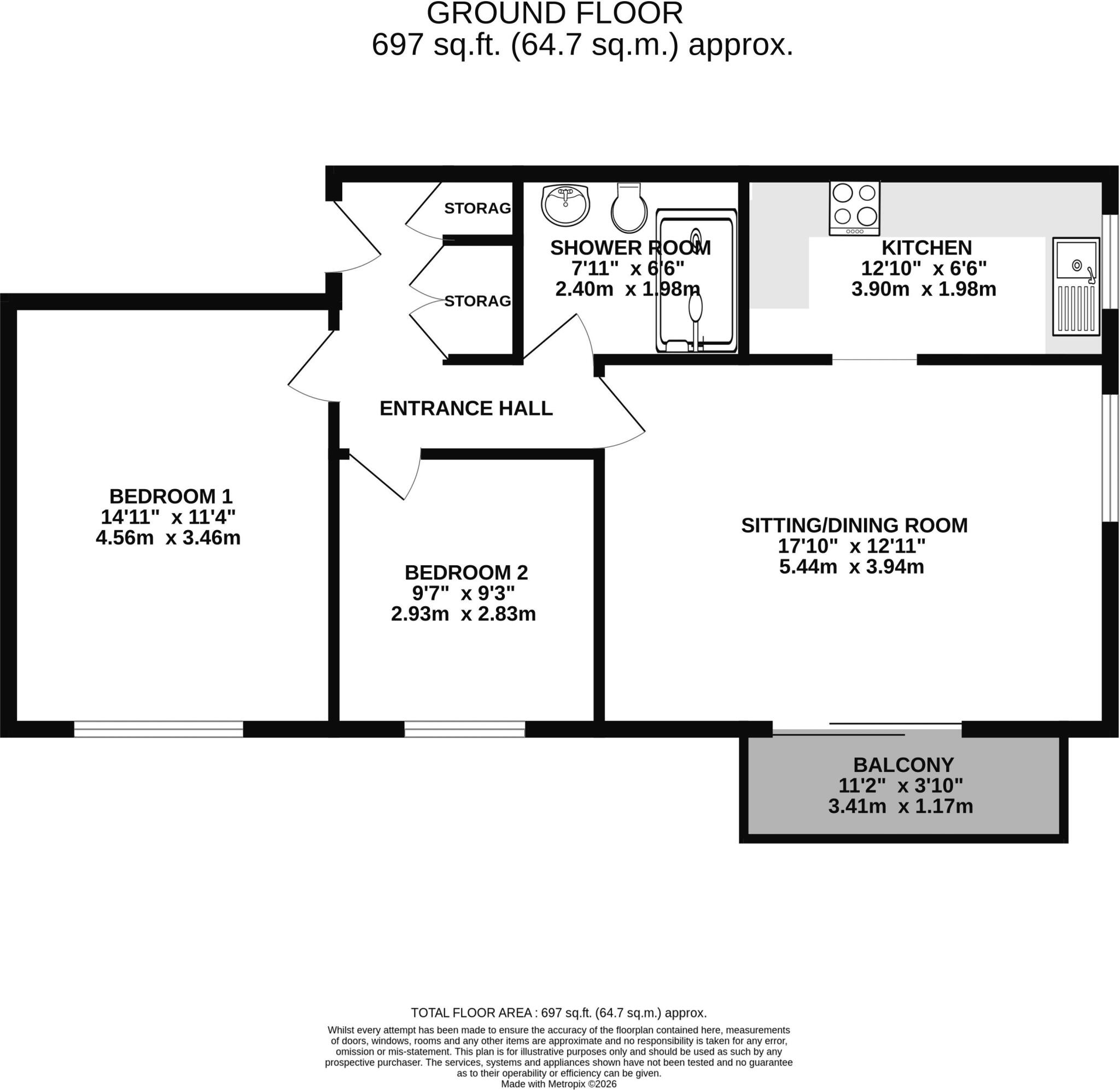 Beach Road, Weston-Super-Mare - BALCONY floorplan