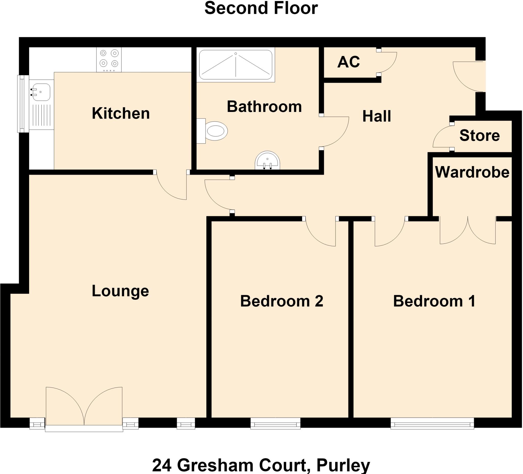 24 Gresham Court, 11 Pampisford Road, Purley, Surrey, CR8 2UU floorplan
