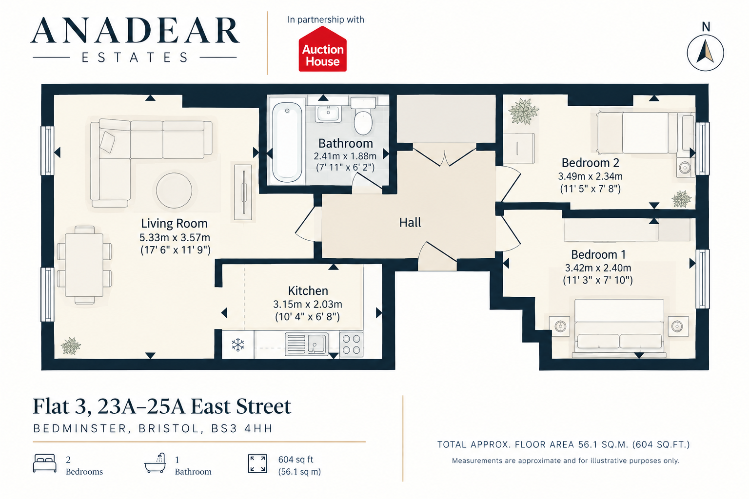 Flat 3, 23A-25A East Street, Bedminster, Bristol BS3 4HH floorplan