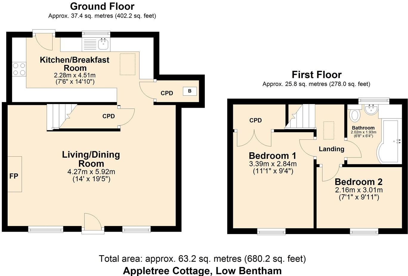 Appletree Cottage, Low Bentham floorplan