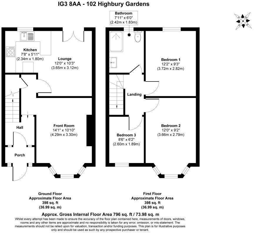 102 Highbury Gardens, Ilford, Essex, IG3 8AA floorplan