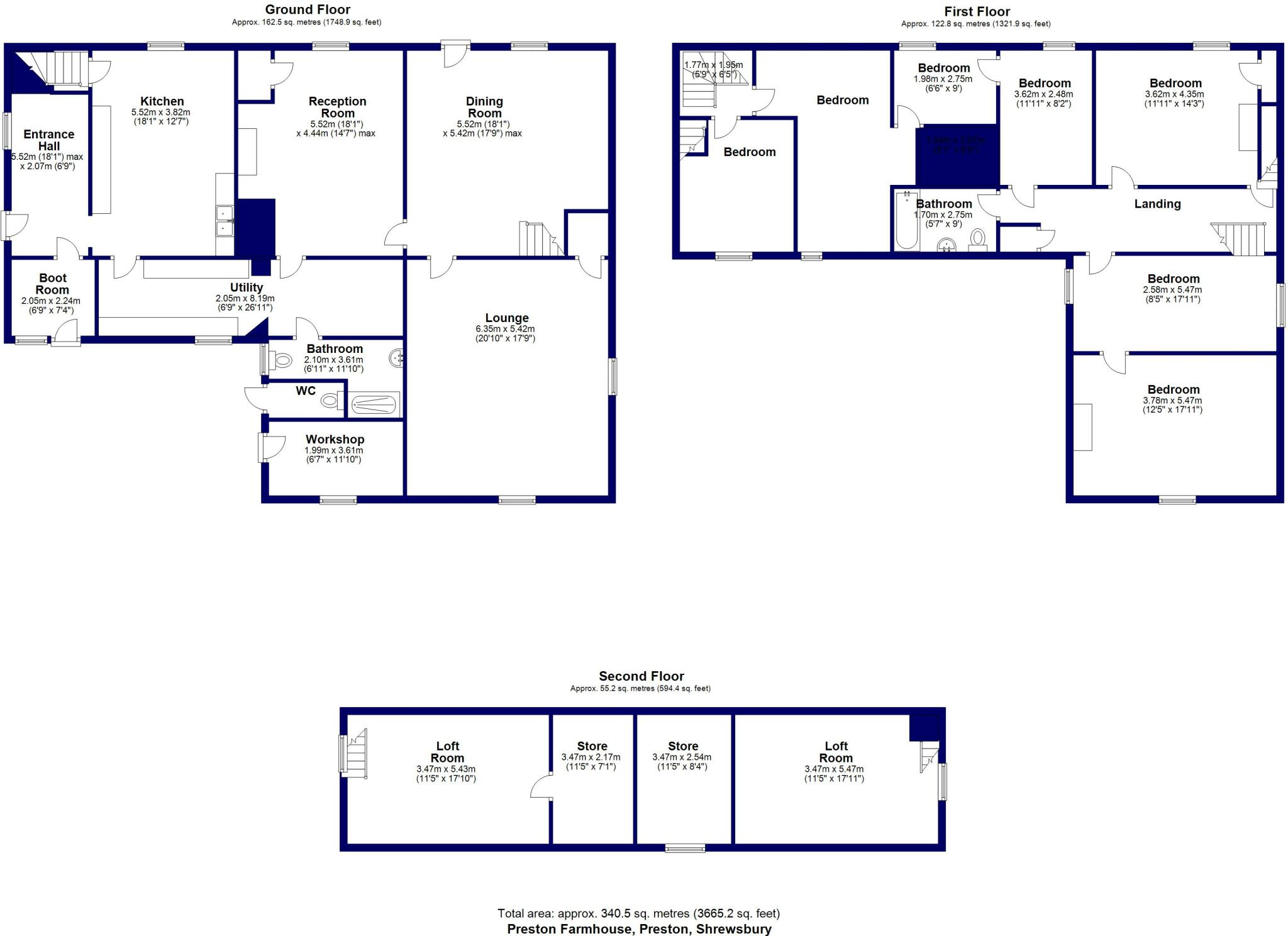 Preston Farmhouse and Barns, Preston Brockhurst, Shrewsbury, Shropshire floorplan