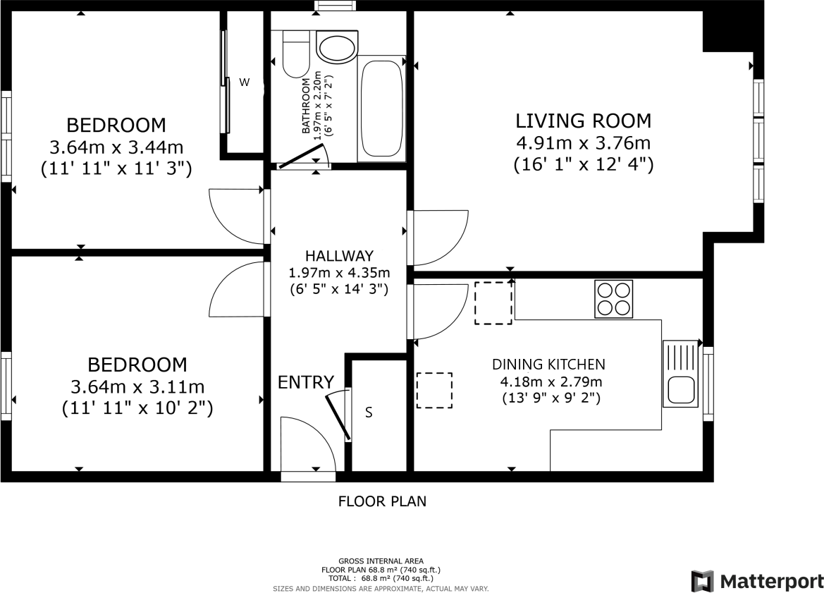 Spiers Grove, Flat F, Thornliebank, Glasgow, G46 floorplan