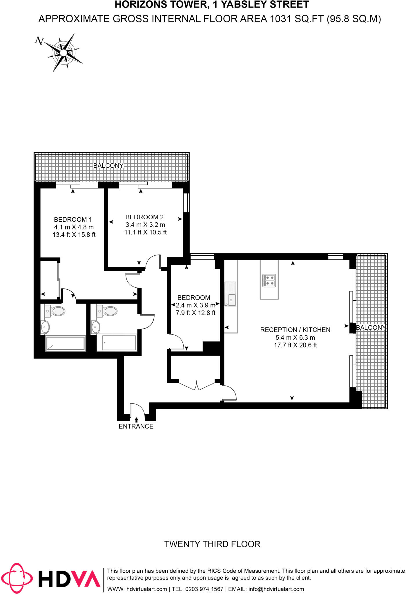 Horizons Tower 1 Yabsley Street E14 floorplan