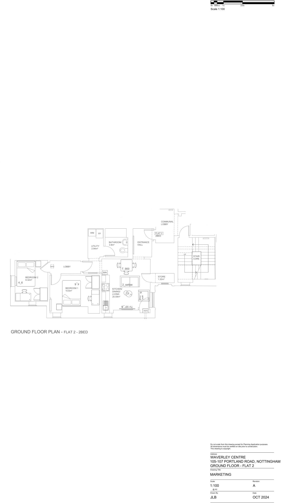 Flat 2, Waverley Centre, 105-107 Portland Road NG7 4FW floorplan