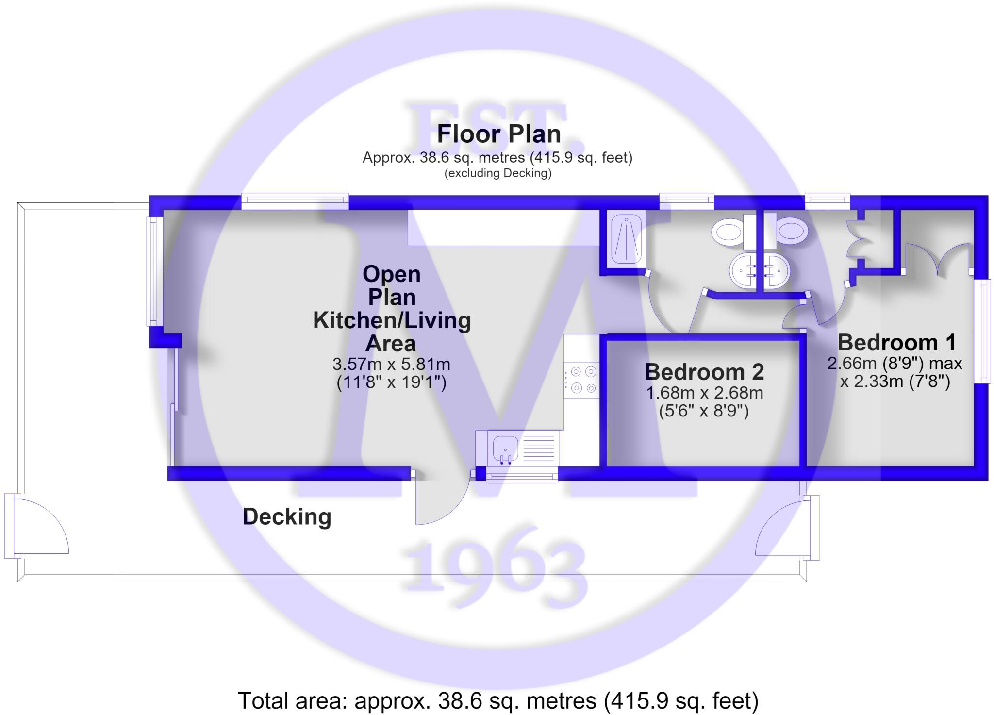 Rowan, Hoburne Bashley Holiday Park, New Milton, Hampshire, BH25 floorplan