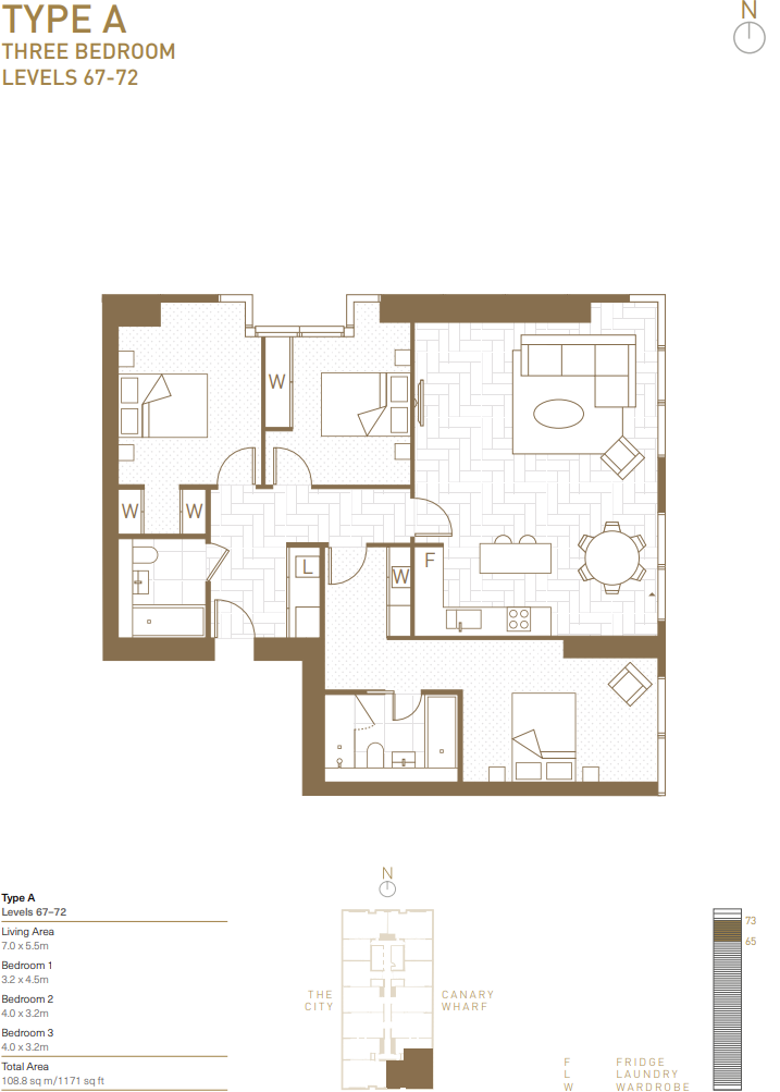Landmark Pinnacle, Canary Wharf, E14 floorplan
